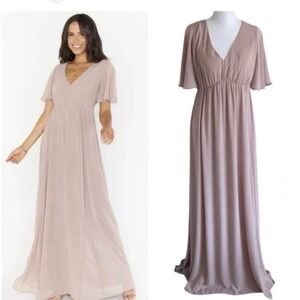 Show Me Your MuMu Emily Empire Maxi Dress Neutral Mauve Chiffon Pink Size XL